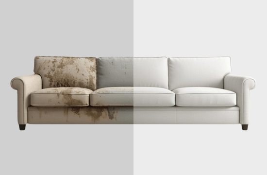 limpeza de sofá antes e depois