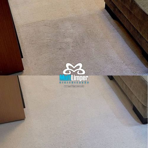Limpeza de carpete, antes e depois
