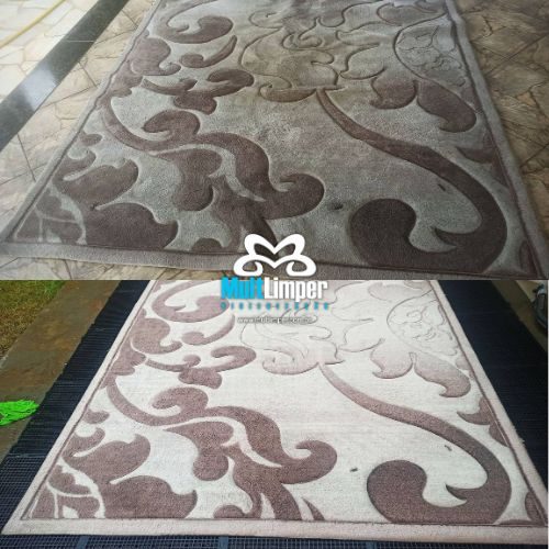 Limpeza de tapete, antes e depois