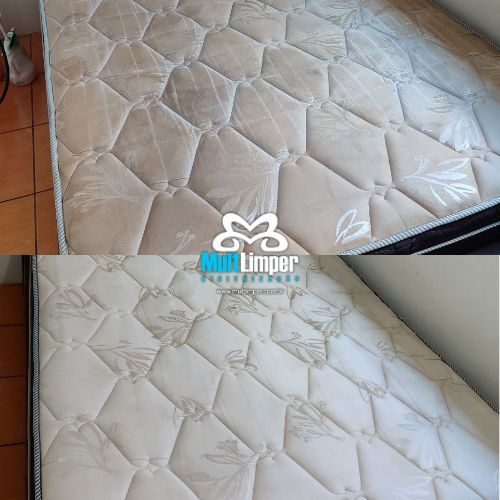Limpeza de colchão, antes e depois