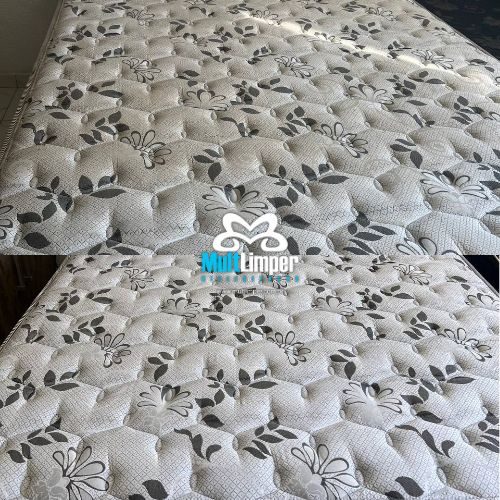 Limpeza de colchão, antes e depois