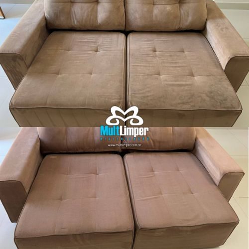 Limpeza de sofá, antes e depois