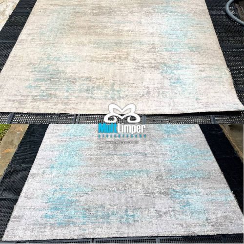 Limpeza de tapete, antes e depois